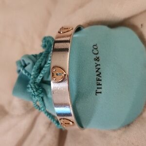 Tiffany & Co Silver and Gold Keyhole Bangle Bracelet